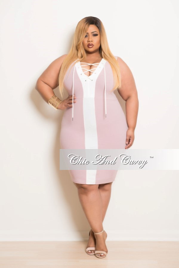 pink and white plus size dress
