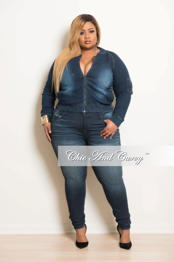 Final Sale Size Bomber Jacket in Denim – Chic And Curvy