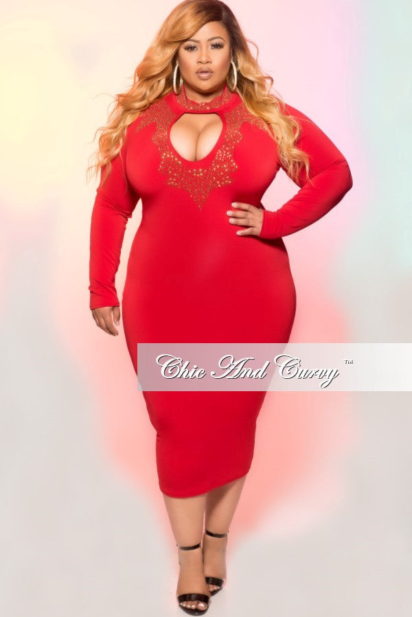 plus size red and gold dress