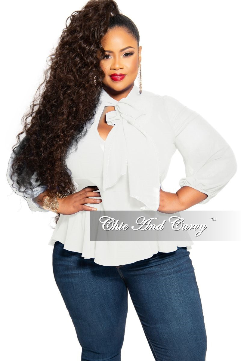 plus size white blouse with bow