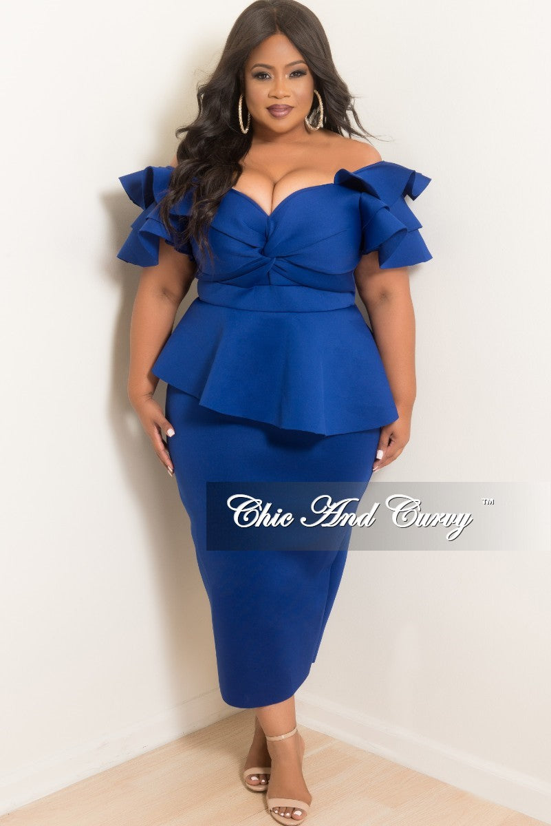 blue peplum dress with sleeves