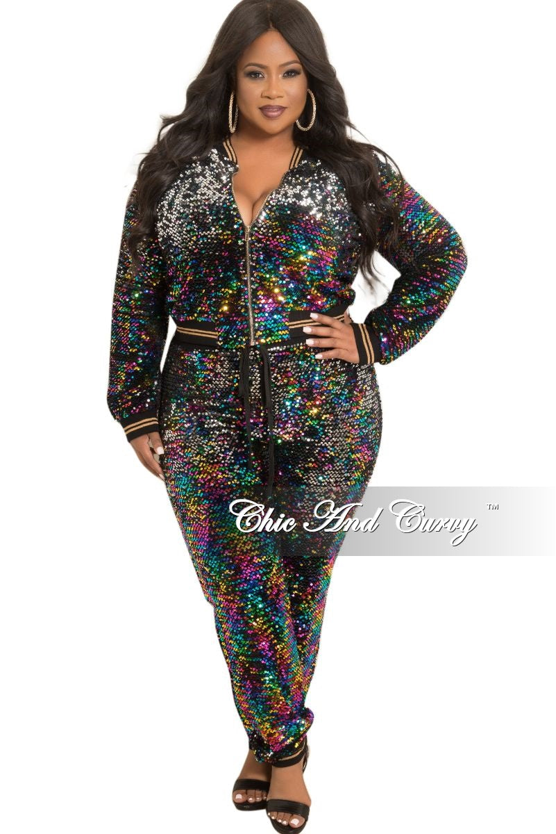 plus size sequin pants suit