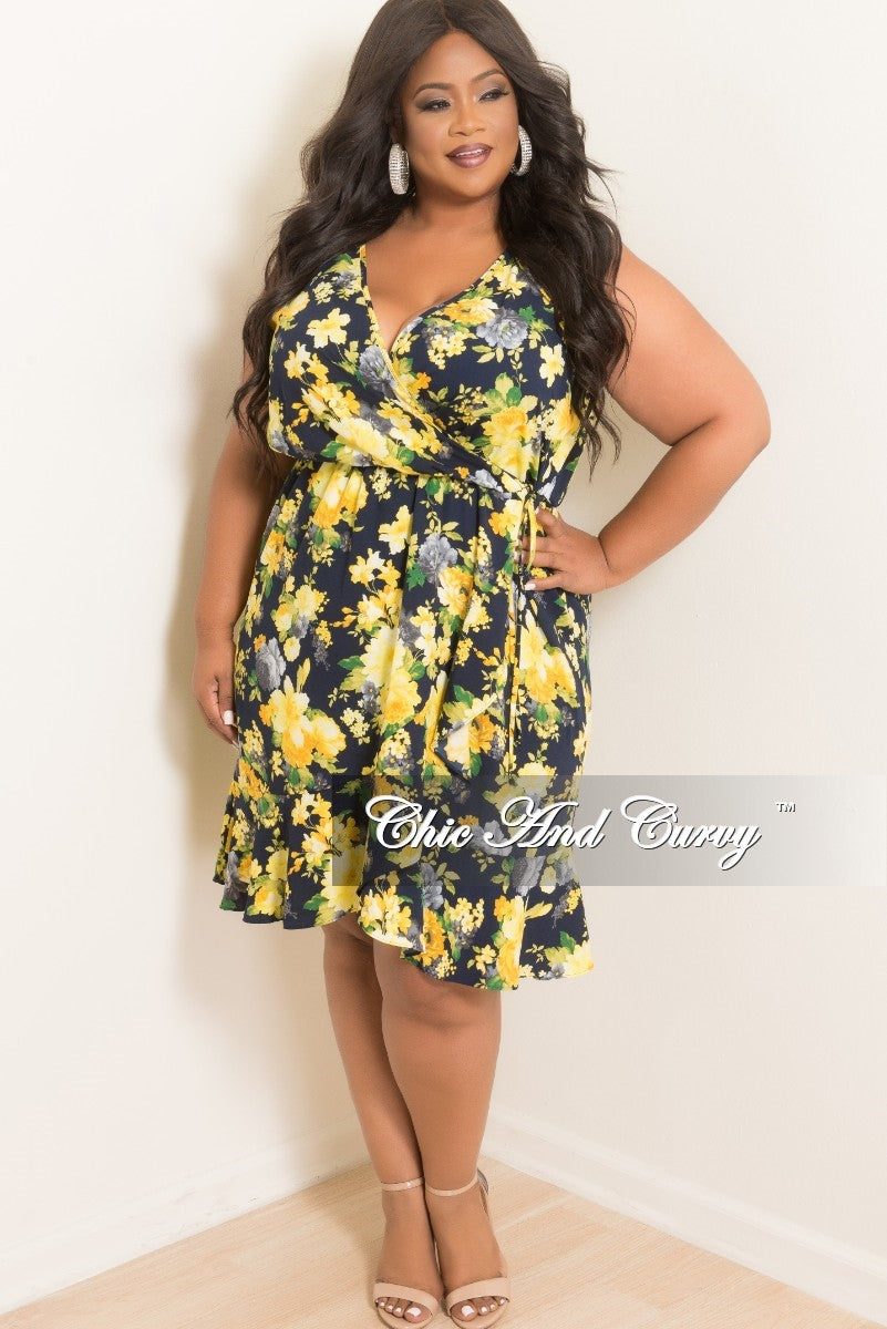 plus size yellow wrap dress