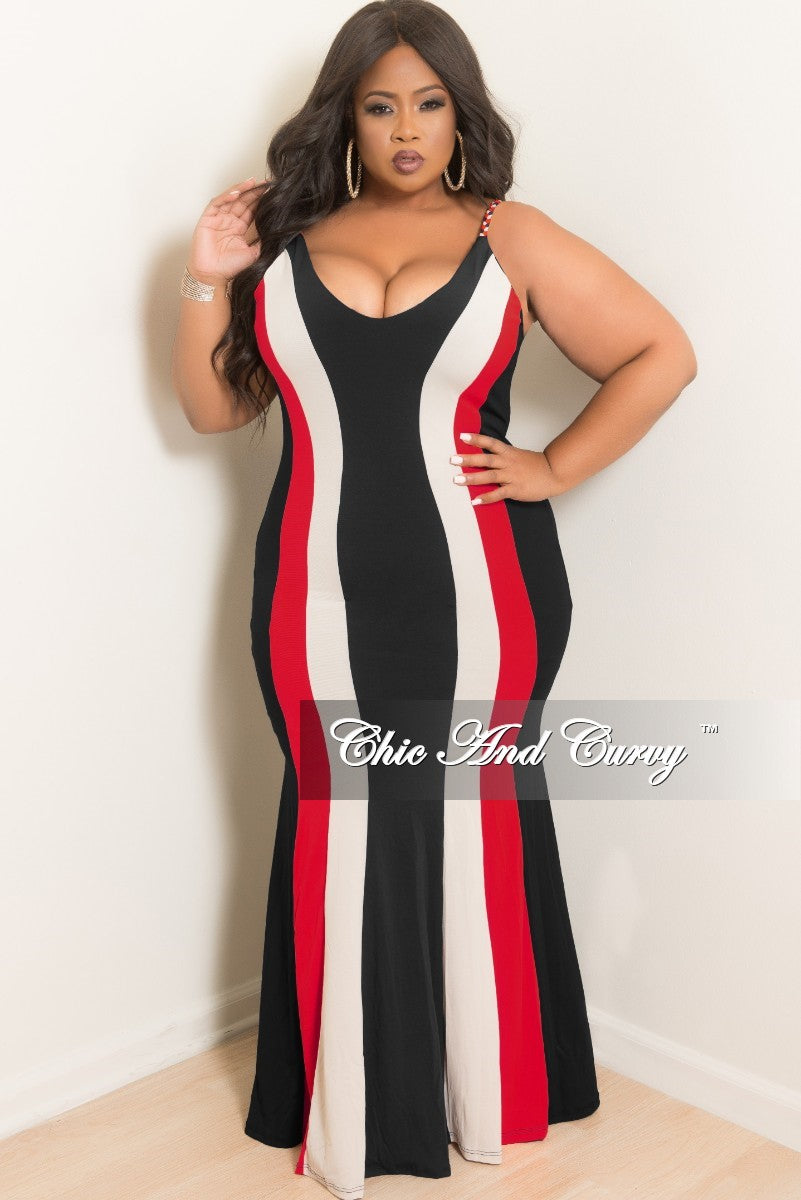 black red white dress