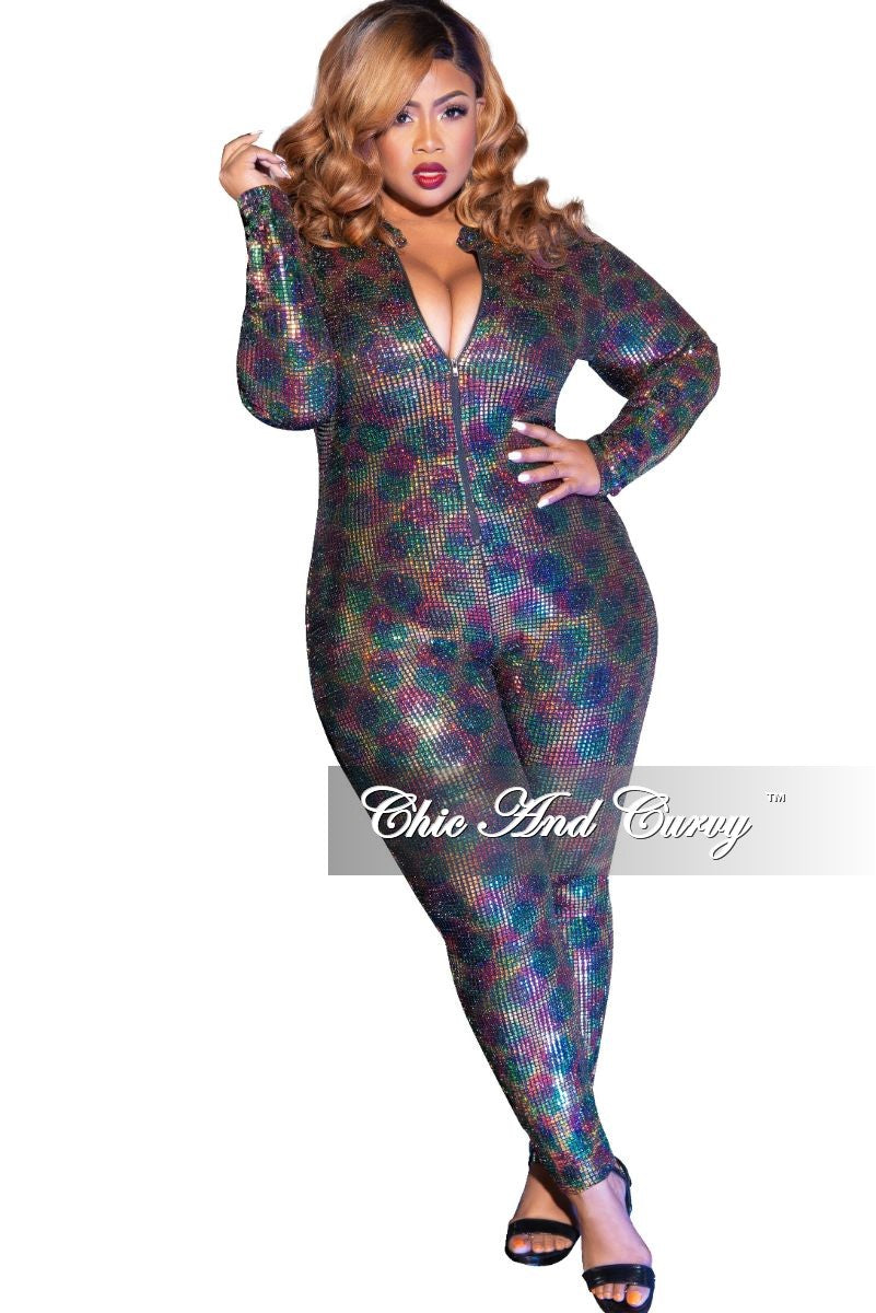 rainbow sequin jumpsuit long sleeve