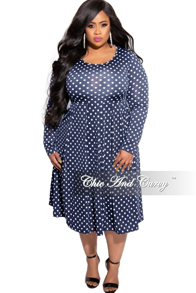 plus size navy polka dot dress