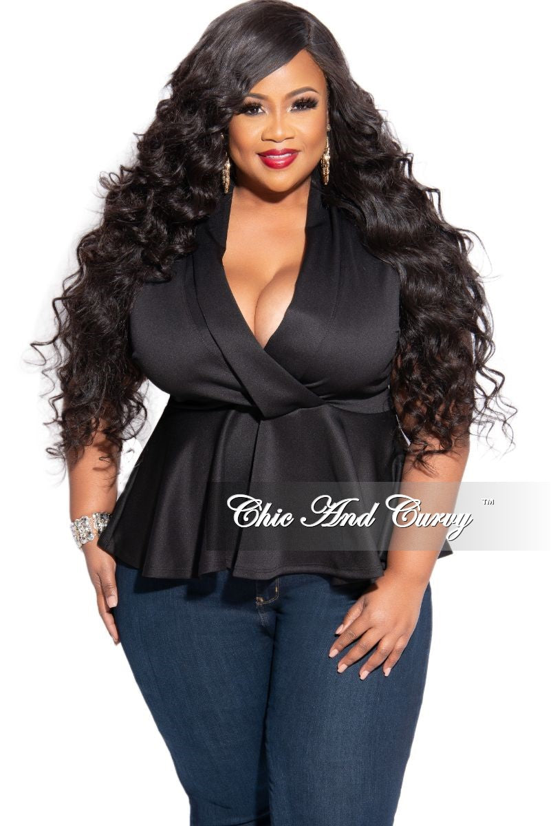 black lace peplum top plus size