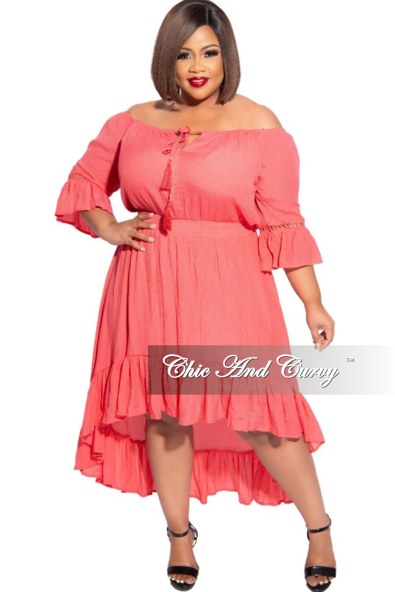 New Plus Size Off the Shoulder High Low 