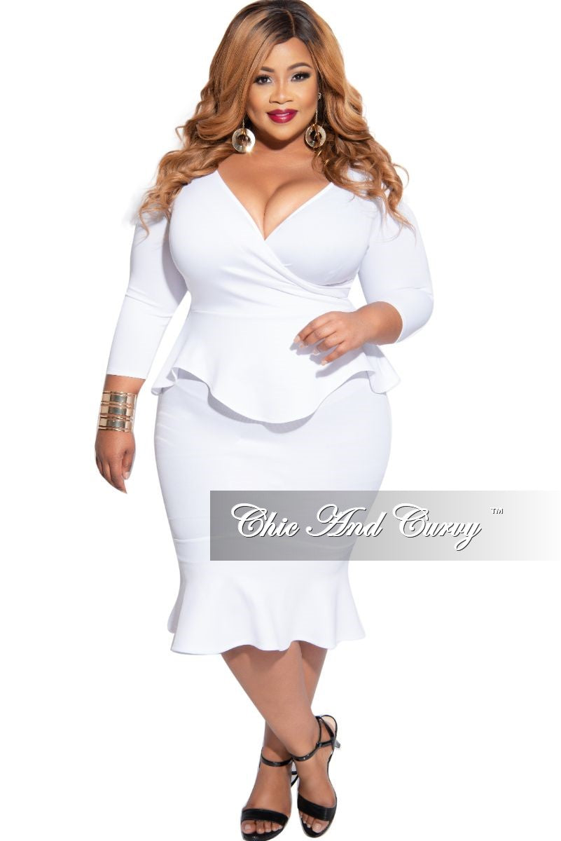 plus size white ruffle dress