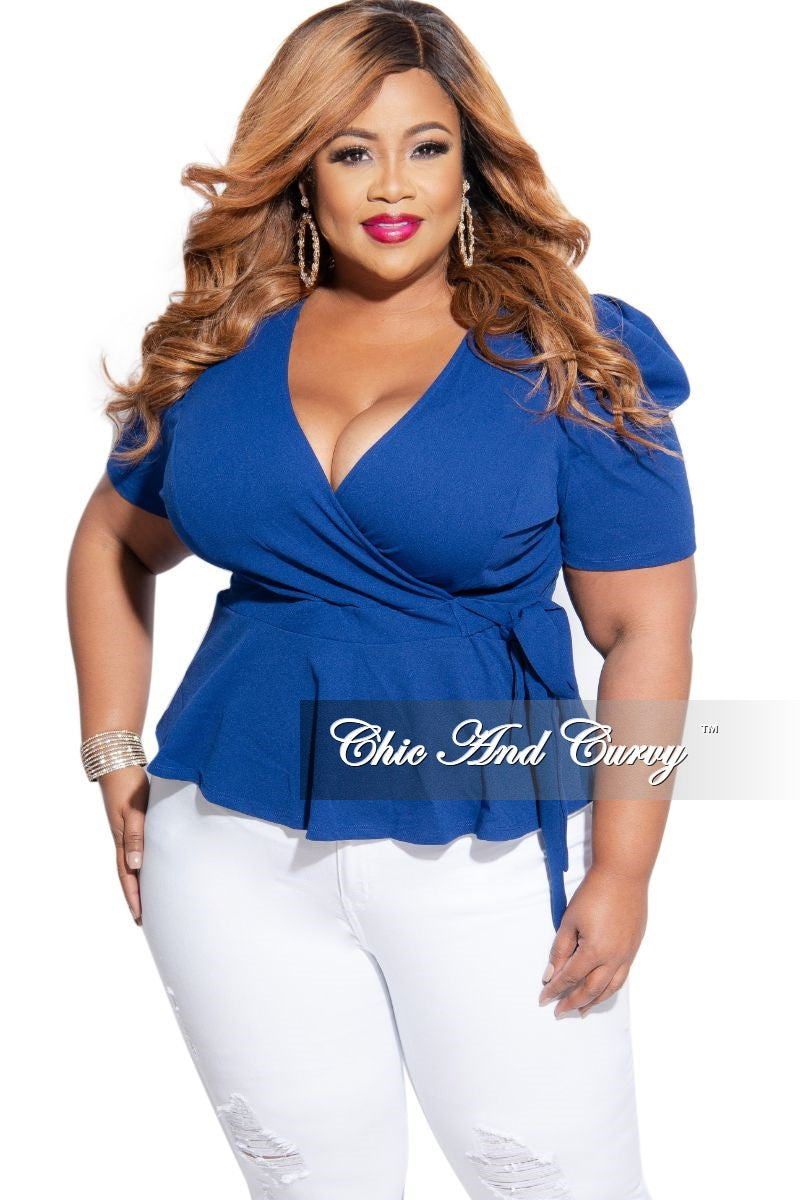 royal blue peplum top plus size