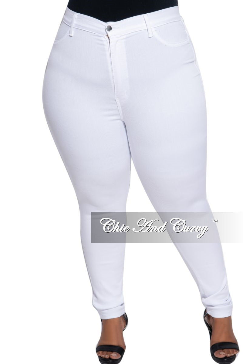 plus size high waisted white jeans