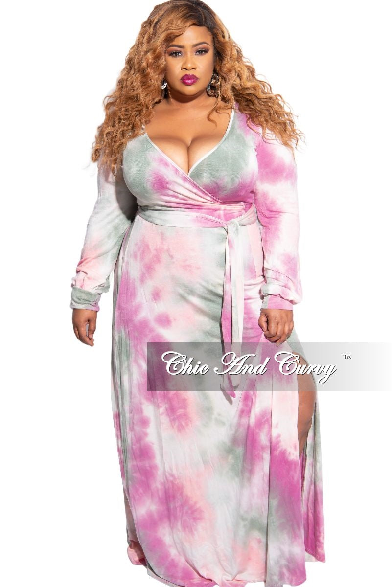 pink and white plus size dress