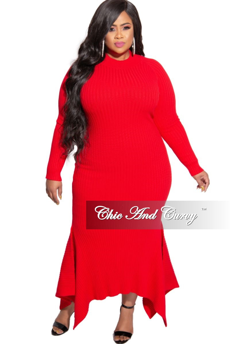 red knit maxi dress