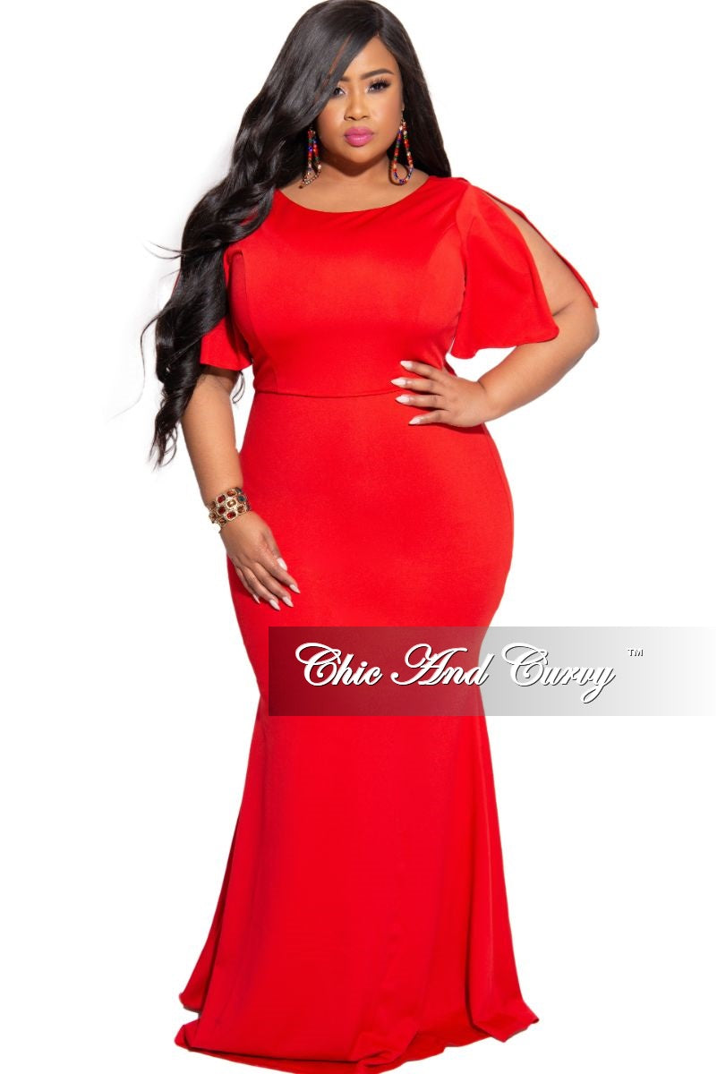 plus size red mermaid dress