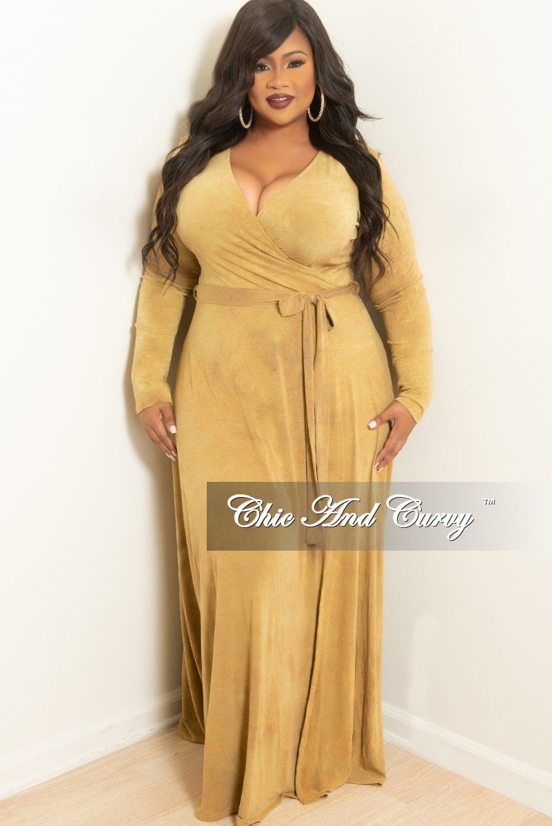 yellow long wrap dress