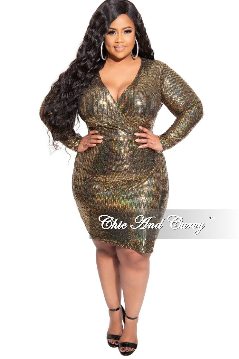 gold sequin wrap dress plus size
