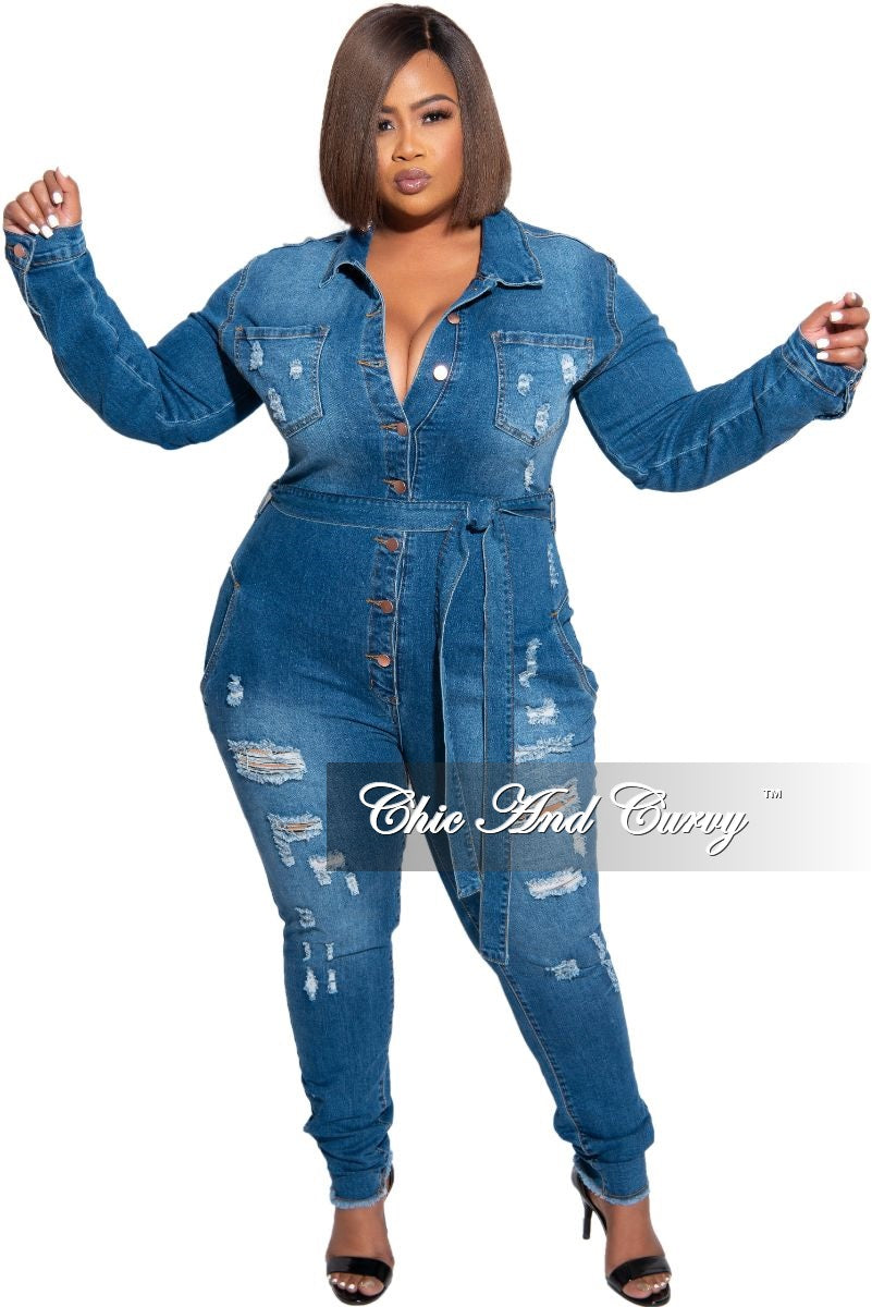 plus size denim jumpsuit