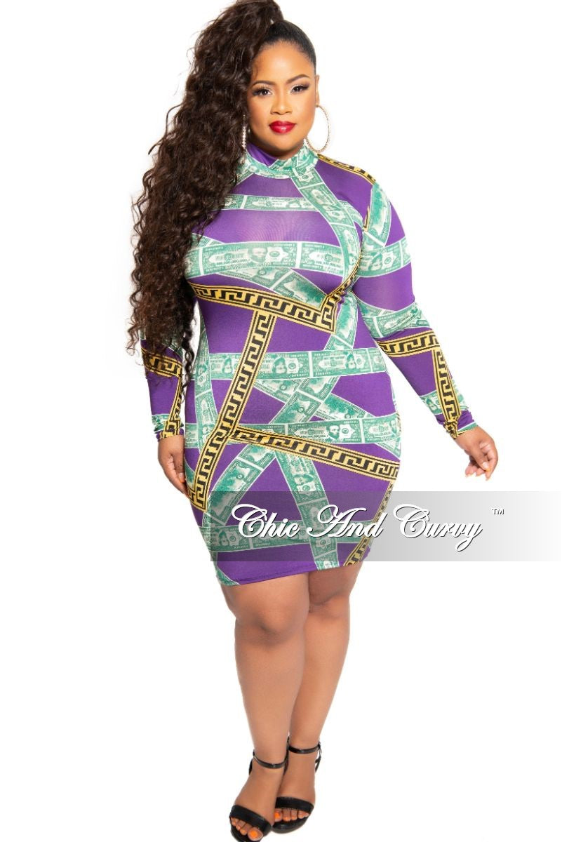 money print bodycon dress