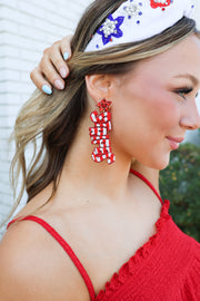 Stars and Stripes Beaded Earrings - Cenkhaber