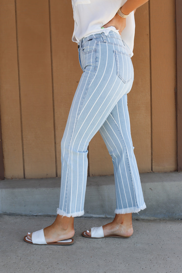 Taylor Striped Cropped Jeans - Cenkhaber