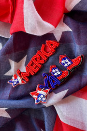 America Y'all Beaded Earrings - Mohebina laemeh