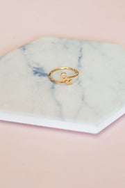 Heart Initial Ring: Gold - Mohebina laemeh