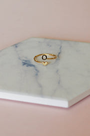 Heart Initial Ring: Gold - Mohebina laemeh