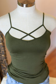 Strapped Front Cami: Olive - Cenkhaber
