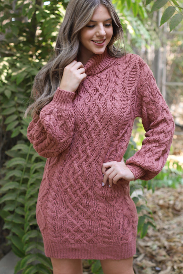 Lucky Break Sweater Dress: Mauve - Mohebina laemeh