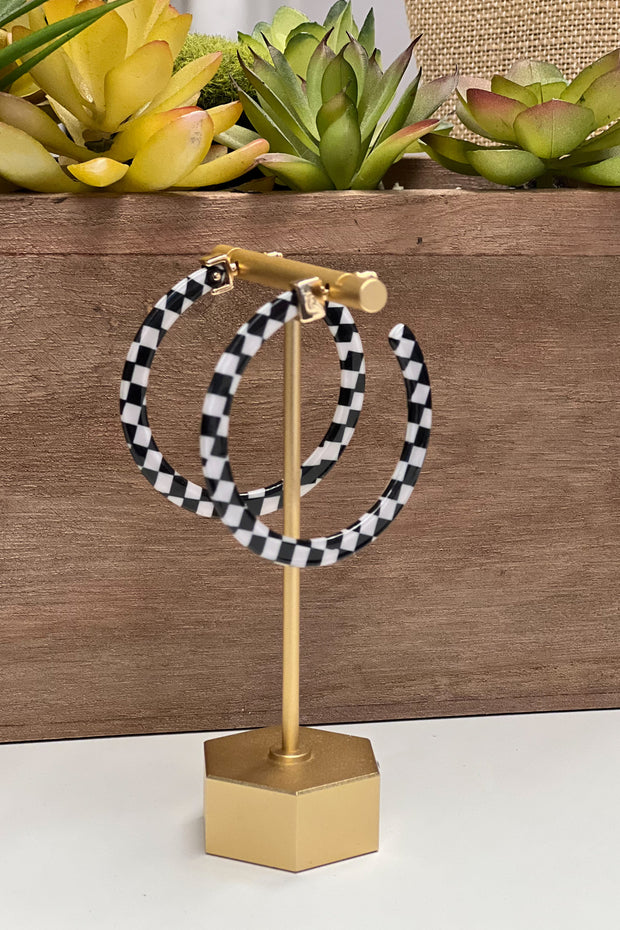 Ashton Checkered Hoop Earrings - Mohebina laemeh