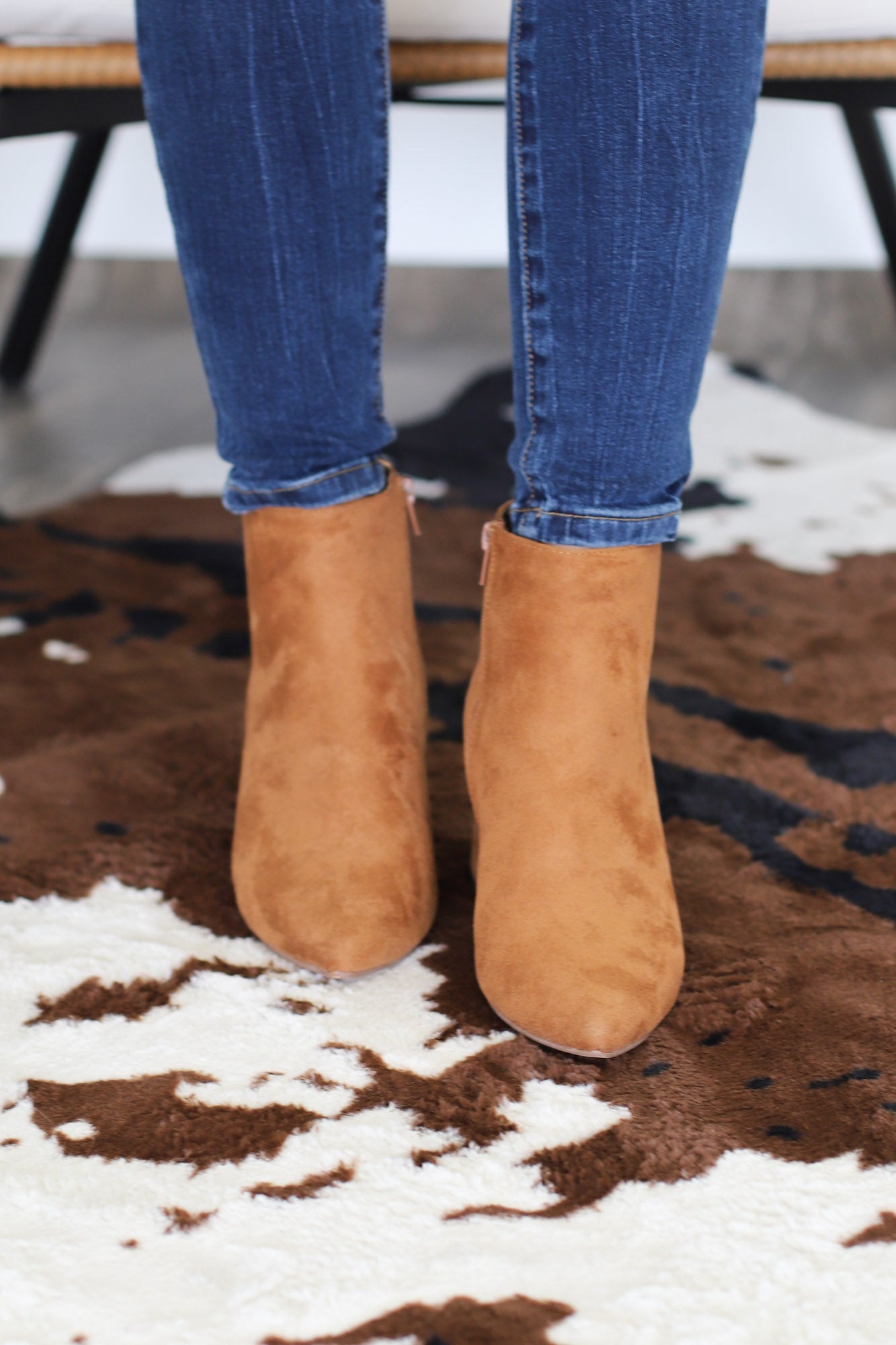 Vanessa Booties: Tan Suede