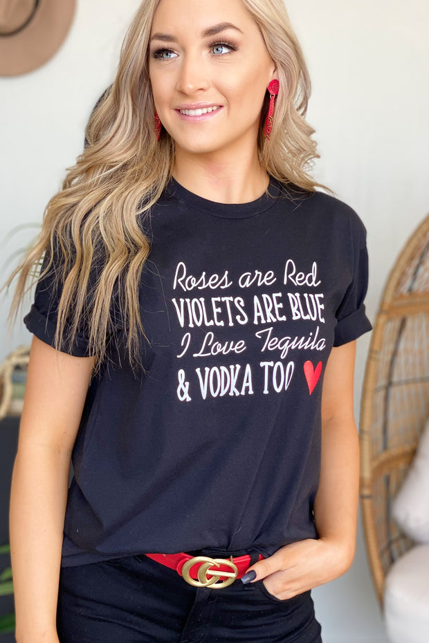 Rose Are Red Tee: Black - Mohebina laemeh