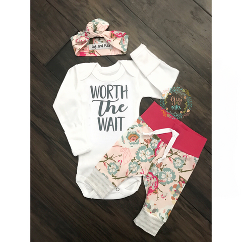 worth the wait newborn outfit girl