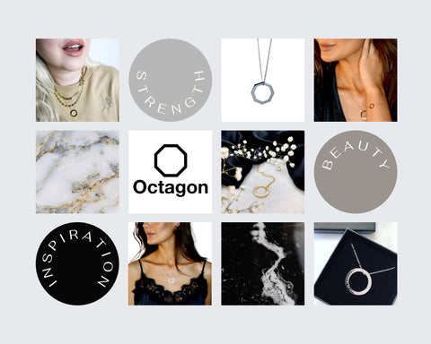 Ocagon Jewelry Mood board Necklace Collage Minimalistic