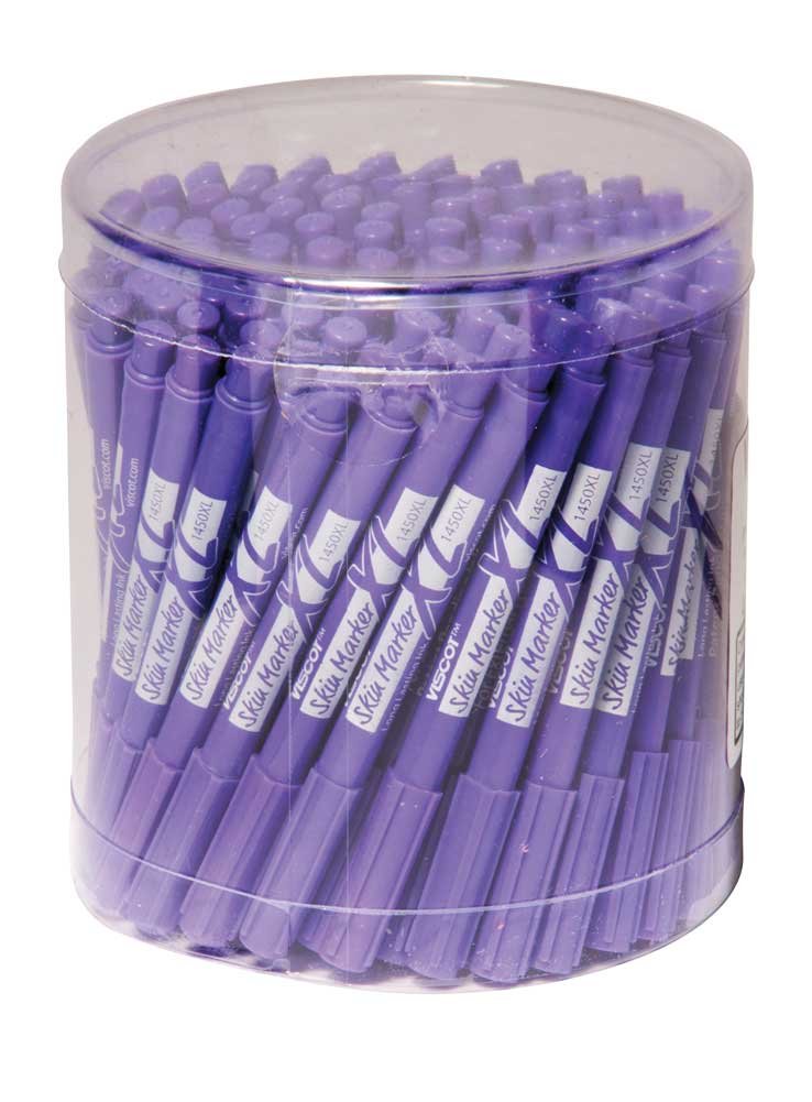 Viscot FINE TIP 100 Mini Piercing & Tattoo Skin Markers in Case Purple Ink