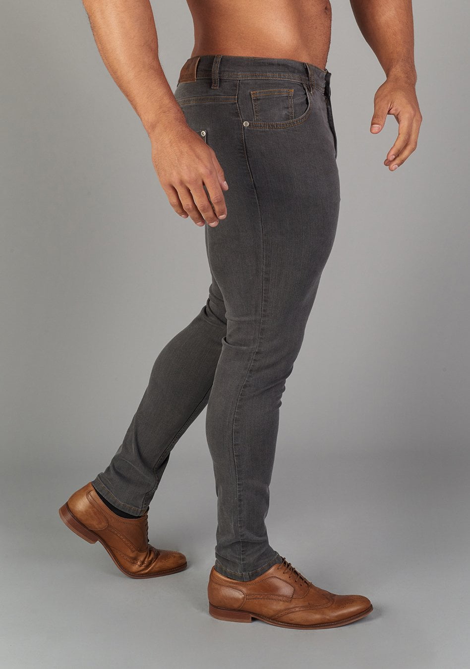 Grey Athletic Fit Jeans - Rhino Oxcloth
