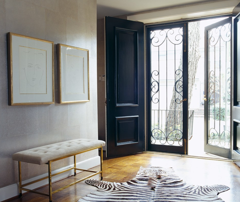 zebra rug in entryway