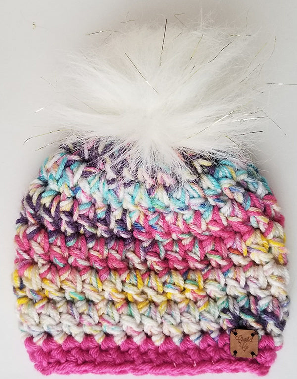 Confetti Faux Fur Pom Hat