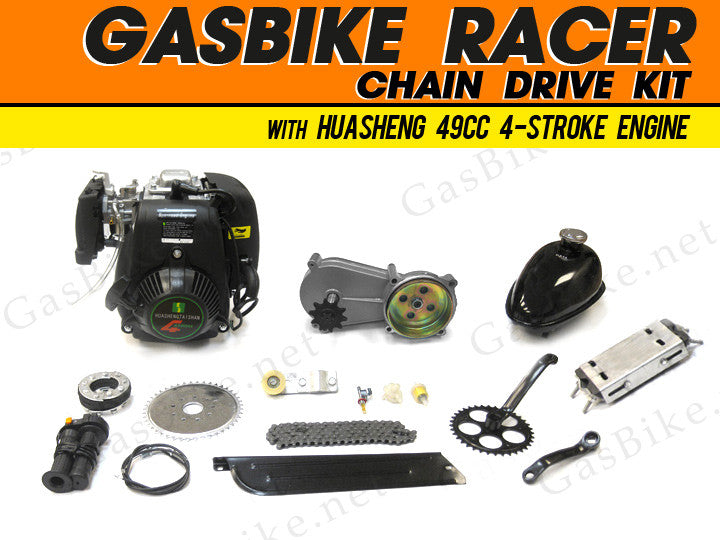 GasBike Racer Chain Drive Engine Kit with HuaSheng 49cc 4-Stroke