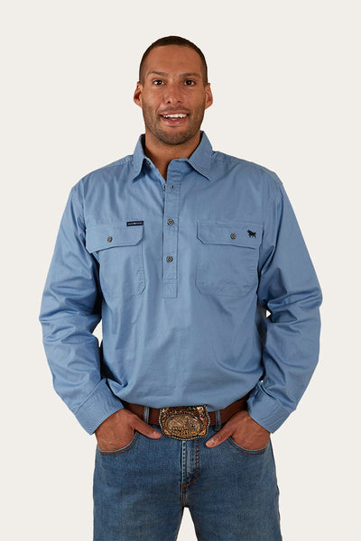 King River Mens Half Button Work Shirt - Cactus Green