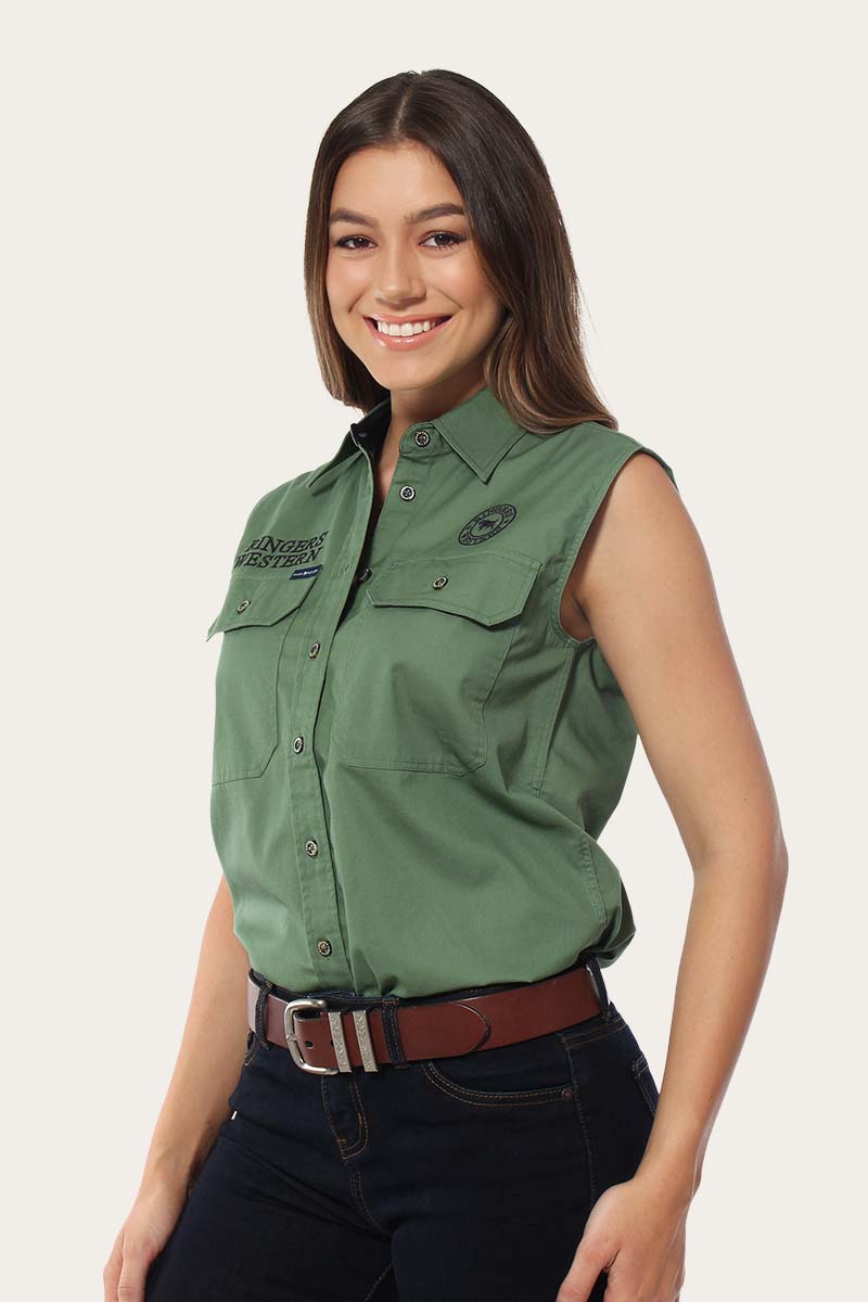 womens green work shirt
