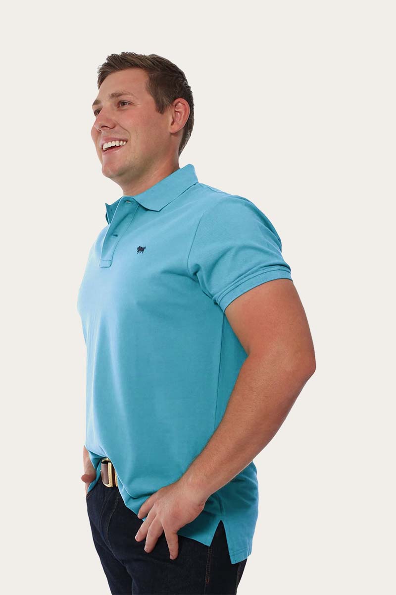 blue black polo shirt