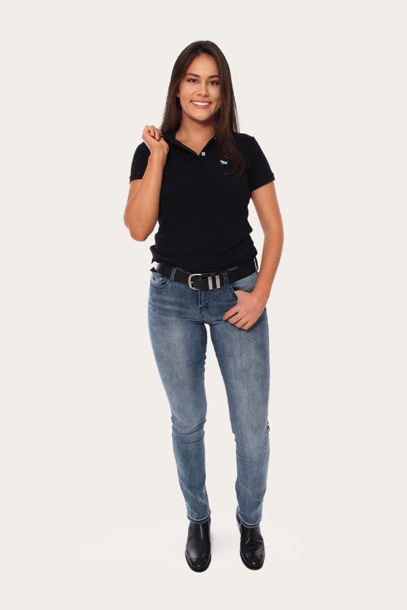 polo shirt and jeans female