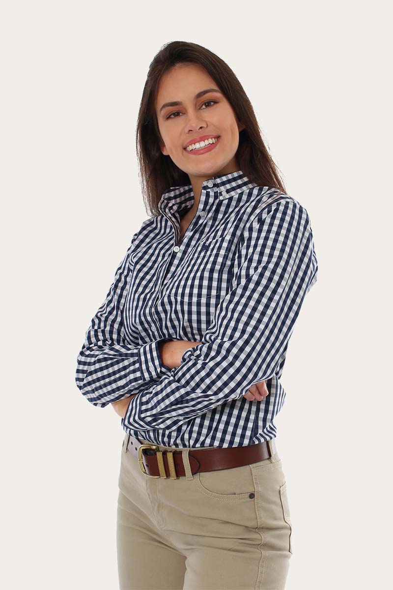 navy gingham shirt womens