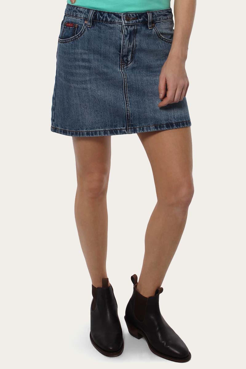 Lara Womens Classic Denim Skirt Light Blue