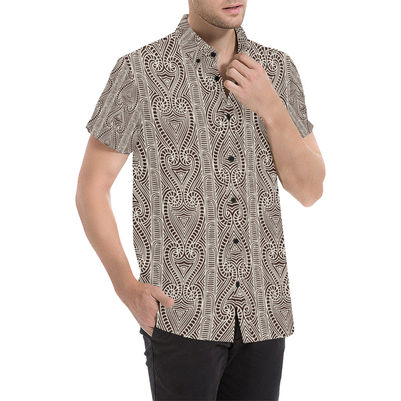 Maori Pattern Print Design 04 Men Button Up Shirt - JorJune