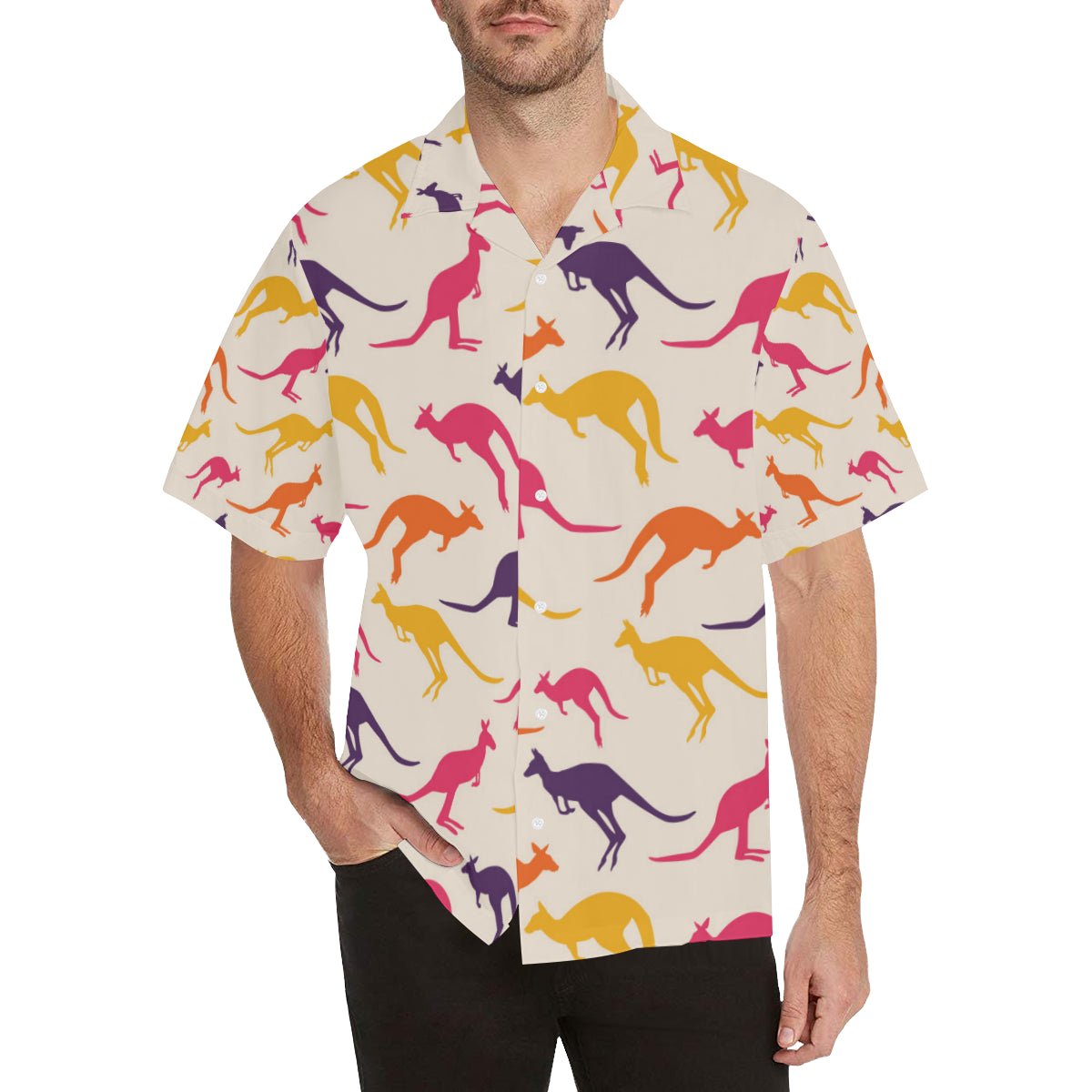 Kangaroos Pattern Print Design 01 Men's Hawaiian Shirt - JorJune