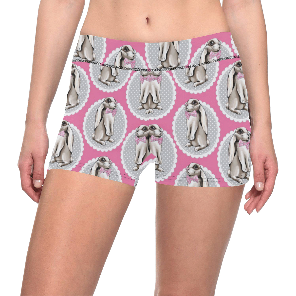 Rabbit Pattern Print Design RB019 Yoga Shorts - JorJune