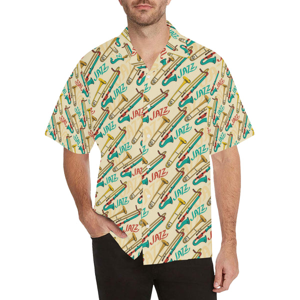 Trombone Pattern Print Design 03 Men's Hawaiian Shirt - JorJune