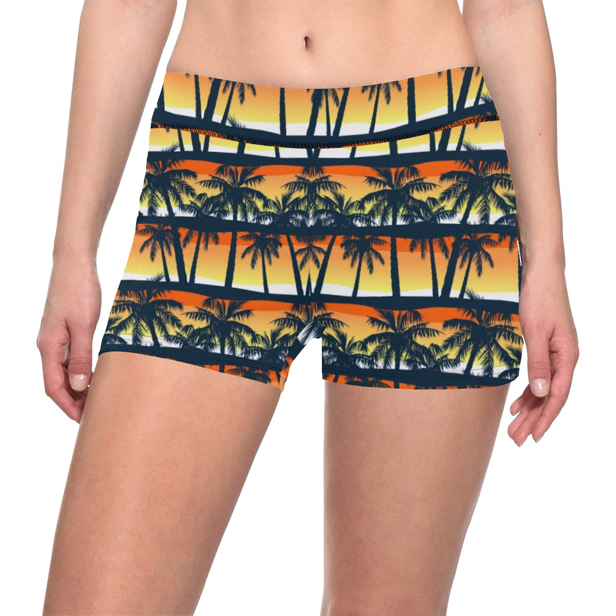 Palm Tree Pattern Print Design PT011 Yoga Shorts - JorJune